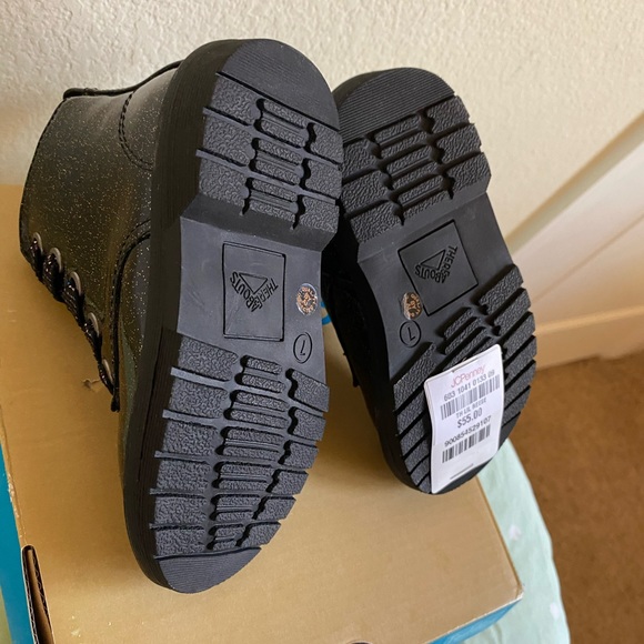 NWT Black Little Reese Glittery Girls Boots size 7 - Picture 8 of 14